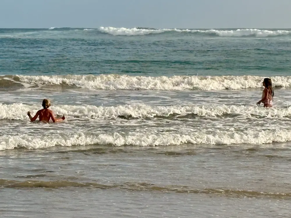 Playing in the waves