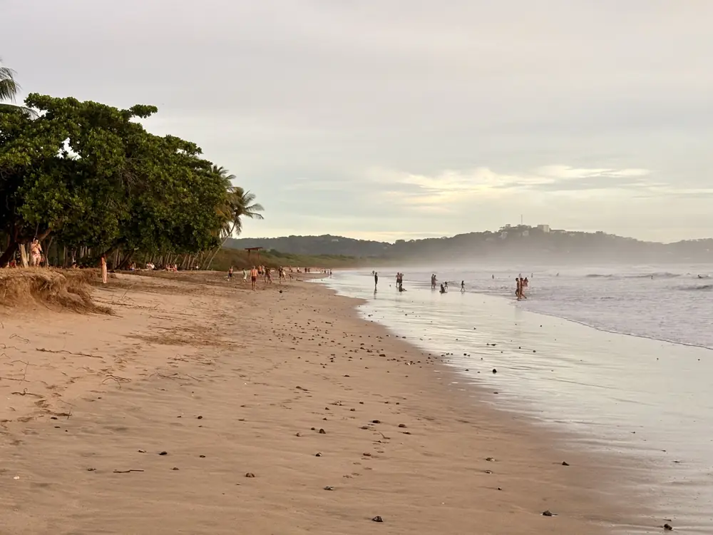 A misty green-season afternoon on Playa Grande