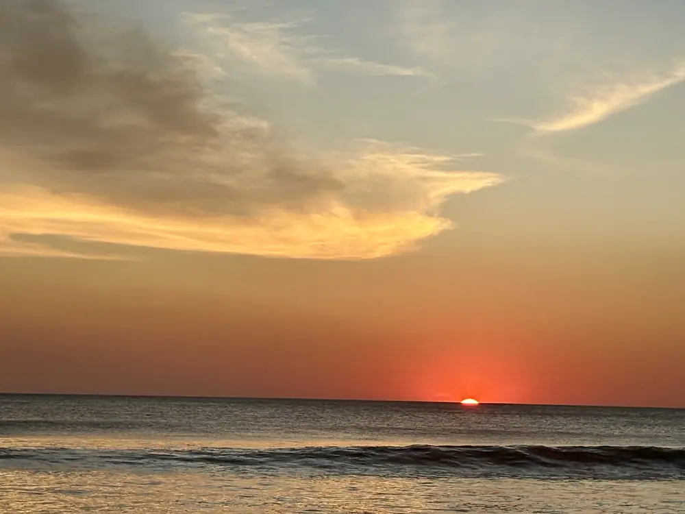 A red sun touching the Pacific