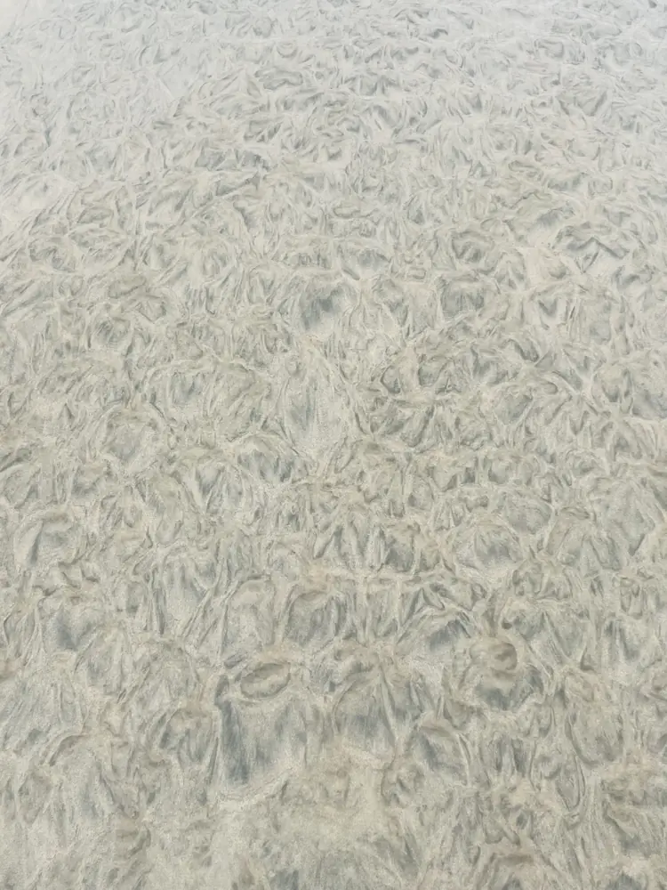 Pale and dark grains, sorted by the water